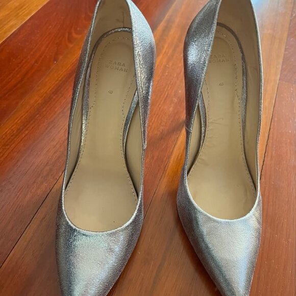 Zara silver finish Heels Size 9.5 - Picture 3 of 4